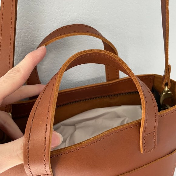 Mini Leather Crossbody Tote - Picture 3 of 7